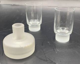 Lot 325 | Postmodern Frosted Glass Bud Vase Pair Shot Glasses