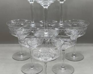 Lot 266 | Antique Etched Glass Champagne Coupe Glasses