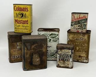 Lot 243 | Antique Spice Tins Cocoa Sage Parsley Mustard