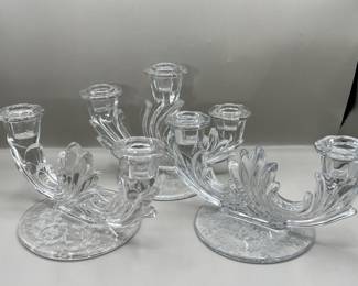 Lot 263 | VIntage Fostoria Etched Glass Candlesticks