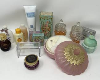 Lot 241 | Chanel Powder Puff, Avon Perfume Bottles Lotions