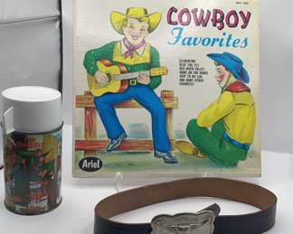 Lot 79 | Vintage Cowboy Lot Record Thermos Steer Belt