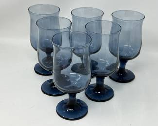 Lot 148 | Libbey Classic Dusky Blue Tulip Wine Glasses