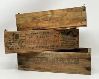 Lot 245 | Antique Wooden Cheese Boxes Kraft Cheddar American