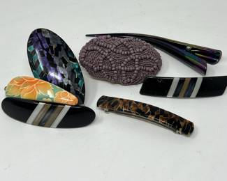 Lot 239 | Handbeaded Barrette, Inlaid Vintage Hair