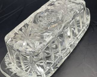 Lot 252 | Crystal Glass Butter Dish with Lid