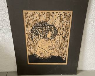 Lot 18 | Early Aric Obrosey Woodblock Print Self Portrait