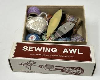 Lot 214 | Sewing Awl, Tatting Needles Threads