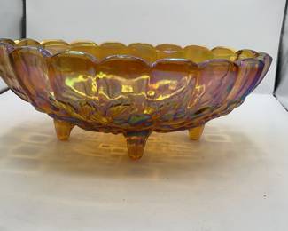 Lot 101 | Amber Iridescent Glass Fruit Bowl Autumn