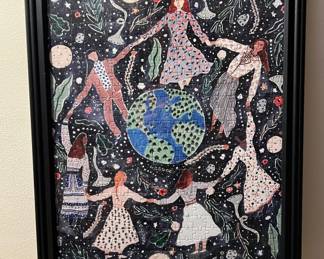 Lot 14 | Framed Girls Heal the World Puzzle Wall Art