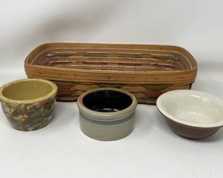 Lot 231a | Longaberger Bread Basket, Stoneware Crocks