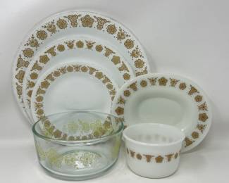 Lot 131 | Pyrex Corning Butterfly Gold Plates Bowls