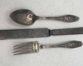 Lot 335 | Small Silver Flatware Set Pretty Puss Cats