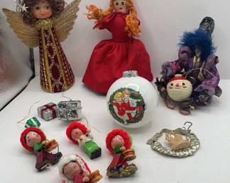 Lot 308 | Vintage Christmas Decorations Dolls Angels