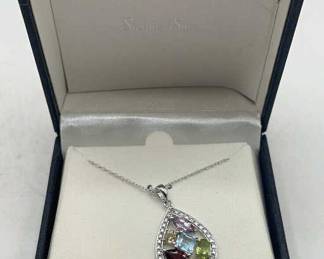 Lot 347 | Sterling Silver Stone Gemstone Necklace