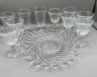 Lot 265 | Fostoria Colony Swirl Cordial Glasses, Handled