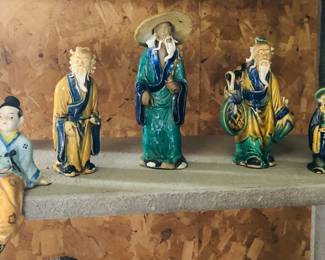 Unique old clay/porcelain Asian figures
