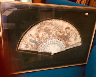 Framed antique fan
