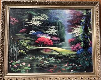 Emerald Garden Signed And Framed Painting By Edition Antonaccio