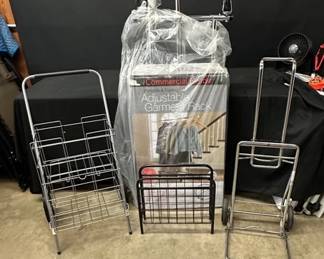 Adjustable Garmet Rack, 2 Metal Rolling Carts More