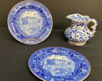 Blue And White Plates And Vase