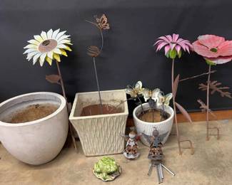 Glazed And Planters And Miscellaneous Yard Decor