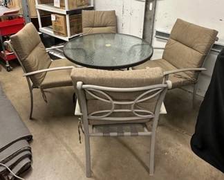 Patio Table With Chairs And Umbrella Stand