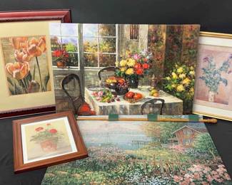 Framed Flower Art Tapestry