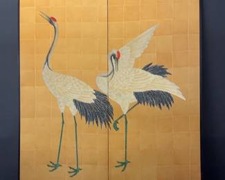 Two Cranes Screen Wall Hanging