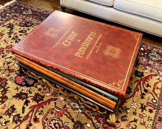 Maitland Smith style book stack coffee table