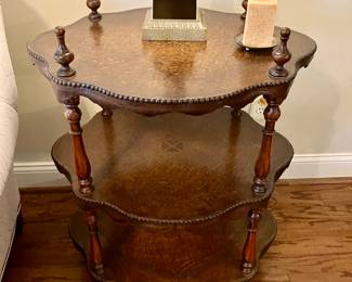 Theodore Alexander leather top tiered table