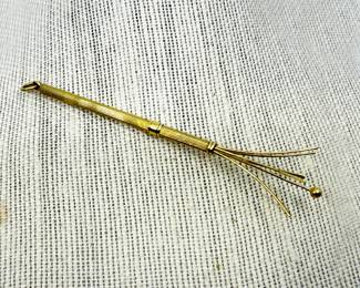 AMAZING 14K GOLD ANTIQUE SWIZZLE STICK