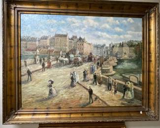 Large Paris Street Scene - Renoir Reproduction "Le Pojt Neuf" 1872