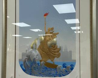 Vintage Erte Embossed Statue of Liberty Day serigraph marked 300/300