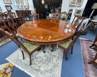 78" Round with 6 Georgian Design Dining Chairs - Mount Vernon by Hickory