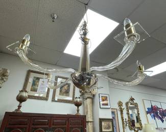 Pair of Golden Donghia Stellare Italian Glass Chandelier
