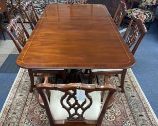Baker Furniture historic Charleston Collection - Georgian Mahogany double pedestal extension dining table.