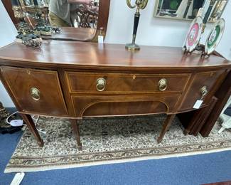 English early 19th century Robson & Sons Shereton style mahogany in lay sideboard