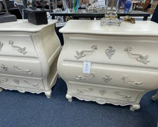 Pair of Baker Furniture provincial Louis XV carved oak Bombay Chests