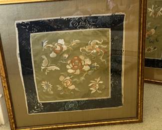 vintage Chinese framed silk paintings