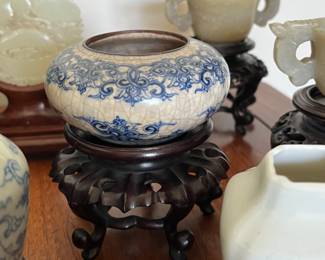 antique Chinese glazed small bowl blue and white
