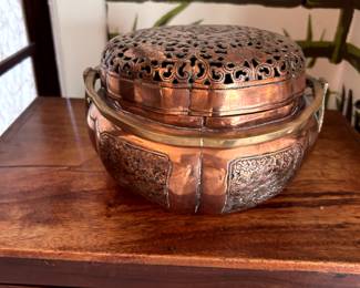 Antique Chinese hand warmer - brass & copper