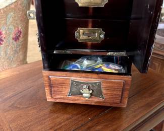 Vintage rosewood & brass jewelry chest
