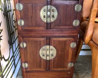 pair of small asian apothecary cabinets - NOTE SIZE - 13.75" w x 9.25"d x 21.5" h - used as side tables