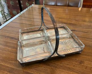 superb 1940s Christofle silver plate & crystal serving dish