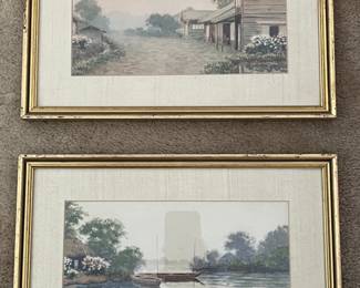 vintage artist signed watercolors