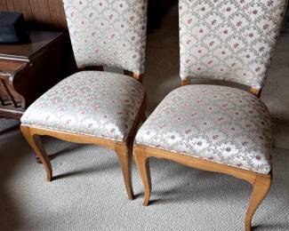 pair of floral upholstered side chairs