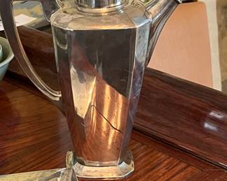 sterling silver wood lined box, sterling silver coffee pot