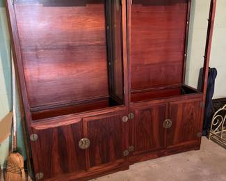 vintage rosewood Asian display cabinets - see next photos for glass doors and closeups