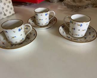 Nyon Switzerland antique demitasse cup/saucers (3)
